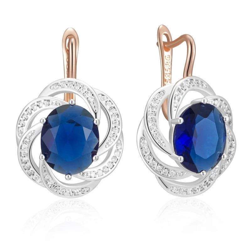 Shiny Blue Natural Zircon Dangle Earrings for Women Daily Wear