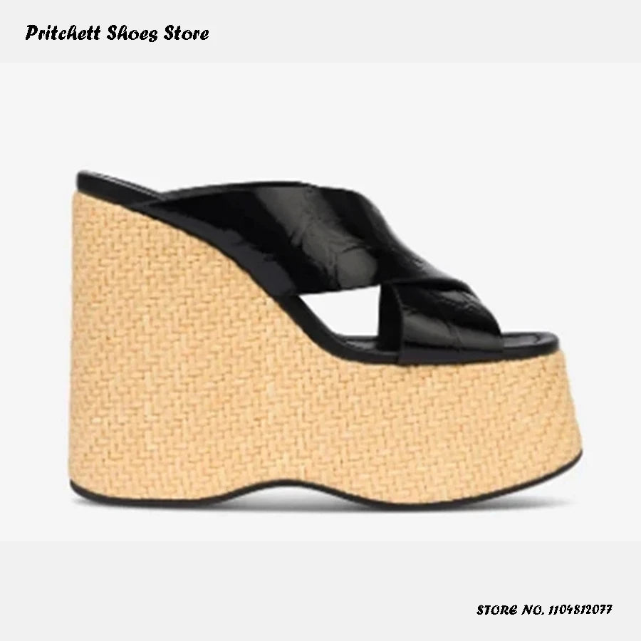 Elegant Comfortable Platform Leather Mules for Women