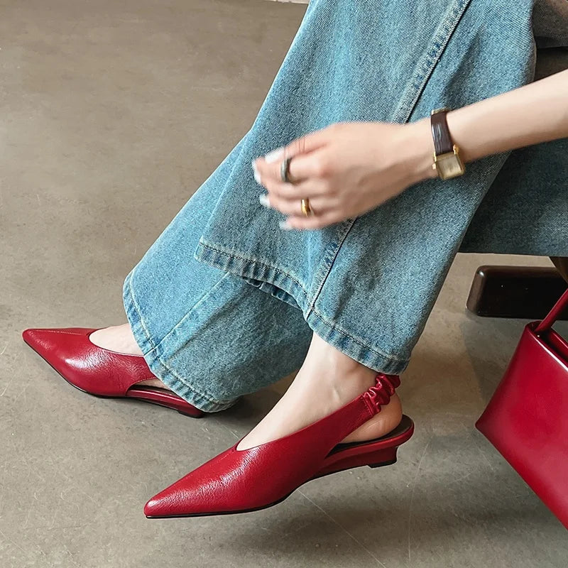 Elegant Handmade Real Leather Slingback Sandals for Women