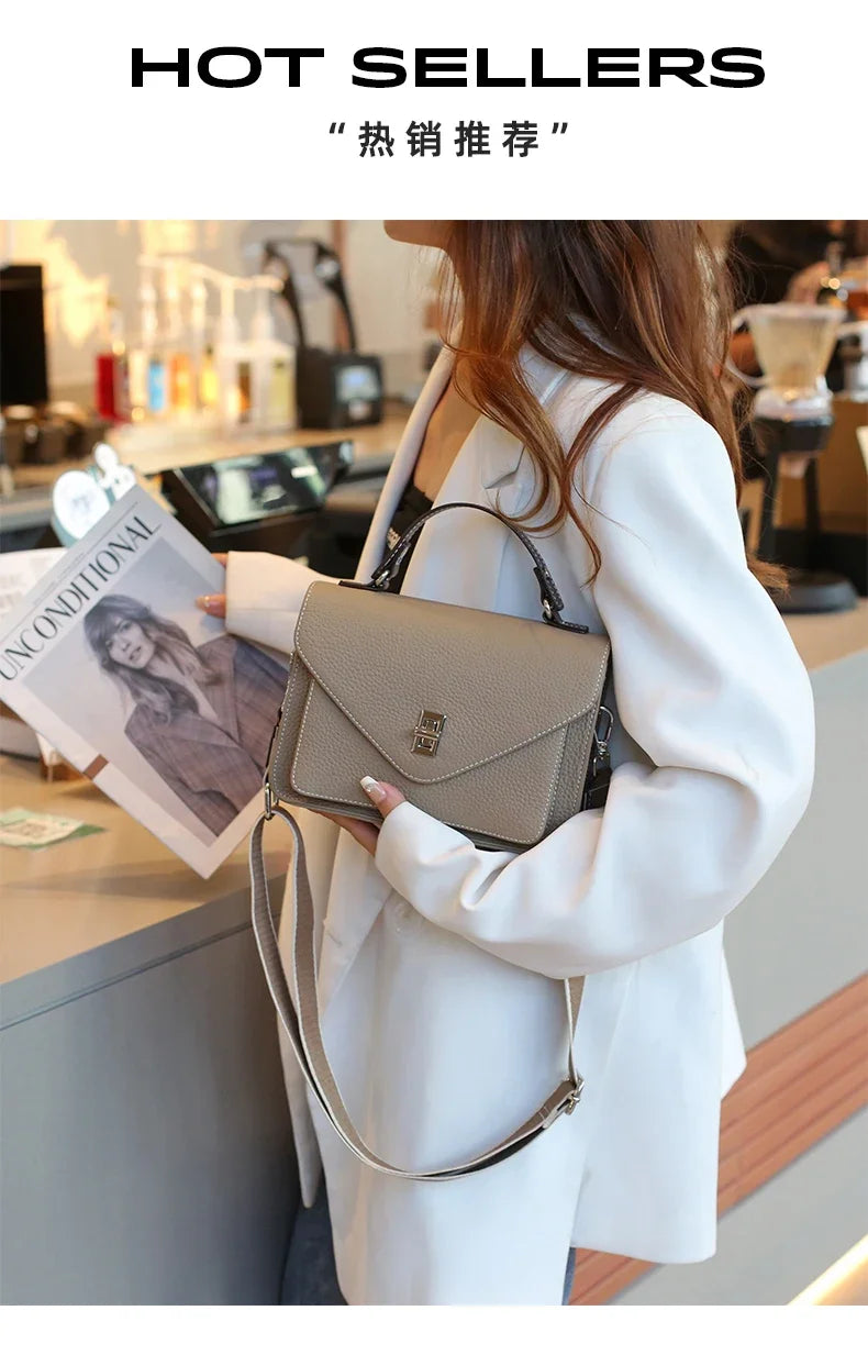 Women Natural Cow Genuine Leather Shoulder Bag Female Large Capacity Casual Crossbody Bag Lady Cowhide Fashion Commuting Handbag