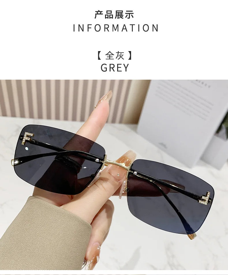 Rimless Square Fashion Sunglasses