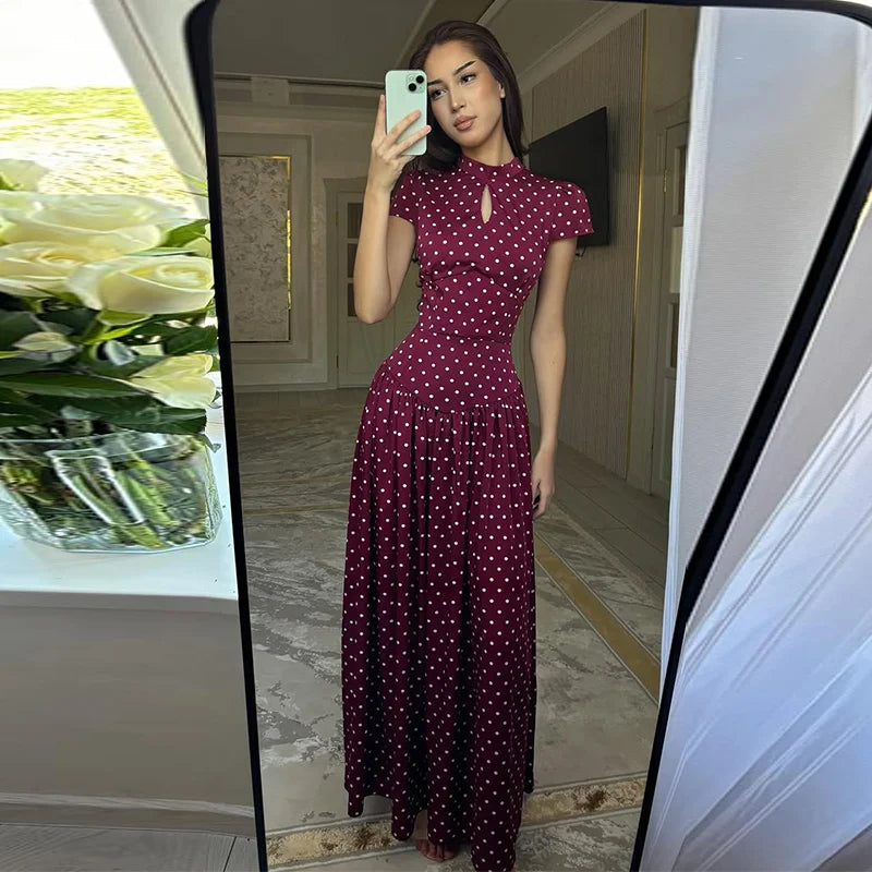 Elegant Hollow Out Lace Up Ankle Length Dress for Women