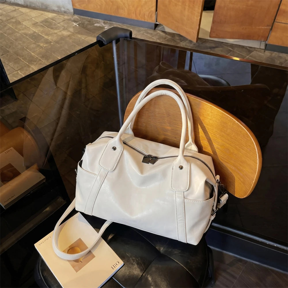 Practical Pure Color Vegan Leather Shoulder Crossbody Bags for Women