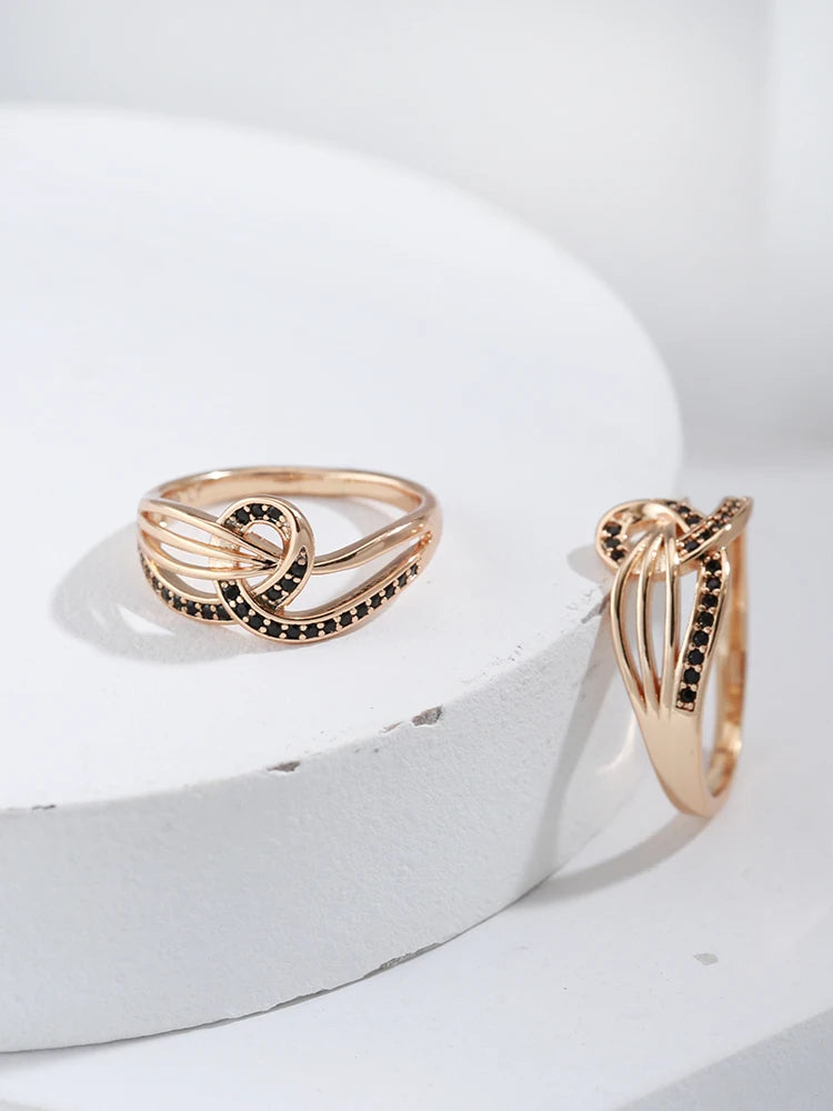 Rose Gold Black Zircon Cross Ring