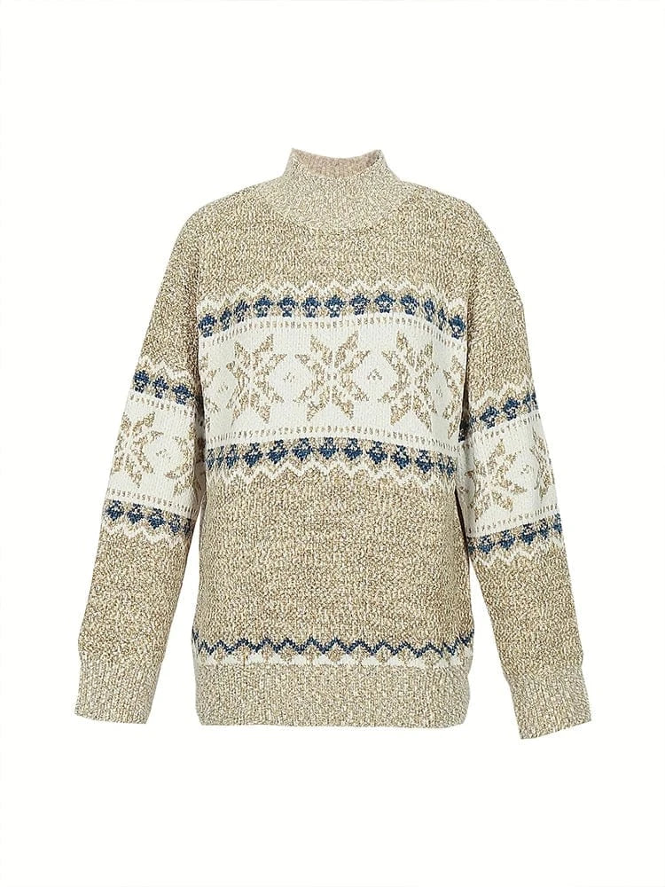Women's plus Size High Collar Pullover Sweater Printed Casual Shirt Half-Length Collar Best for Autumn Winter 2024