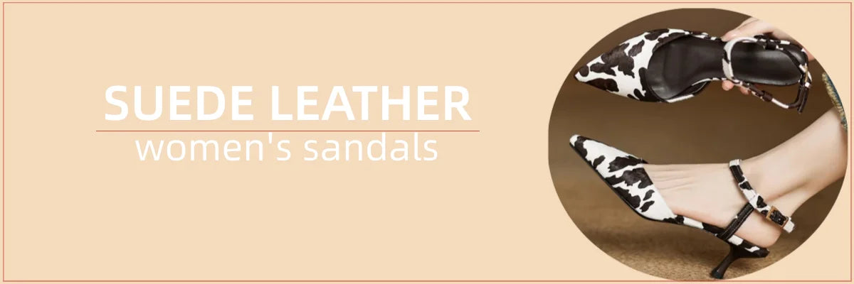 Apricot Leather Square Heel Sandals