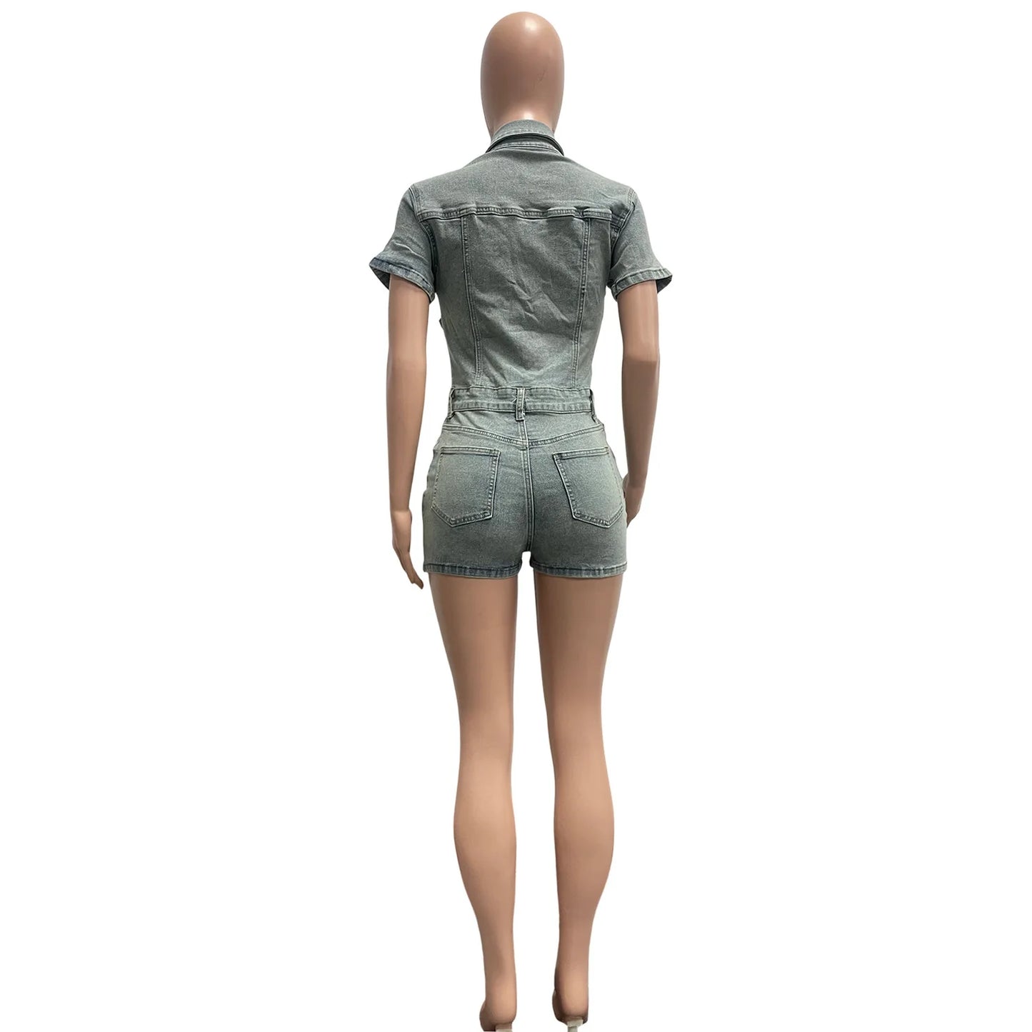Relaxed Fit Retro Streetwear Denim Romper for Women