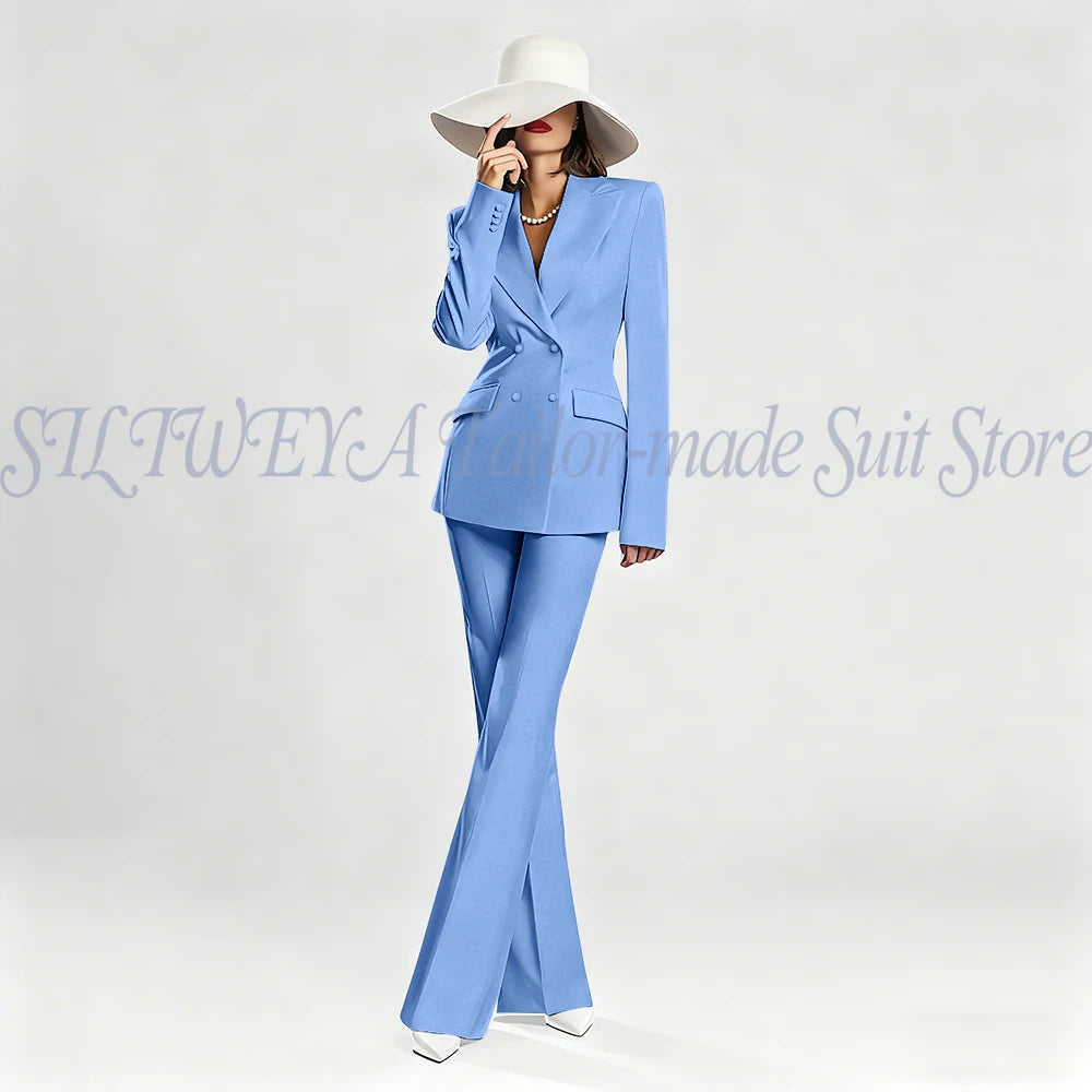 Slim Fit Double Breasted Blazer Suit Set for Women