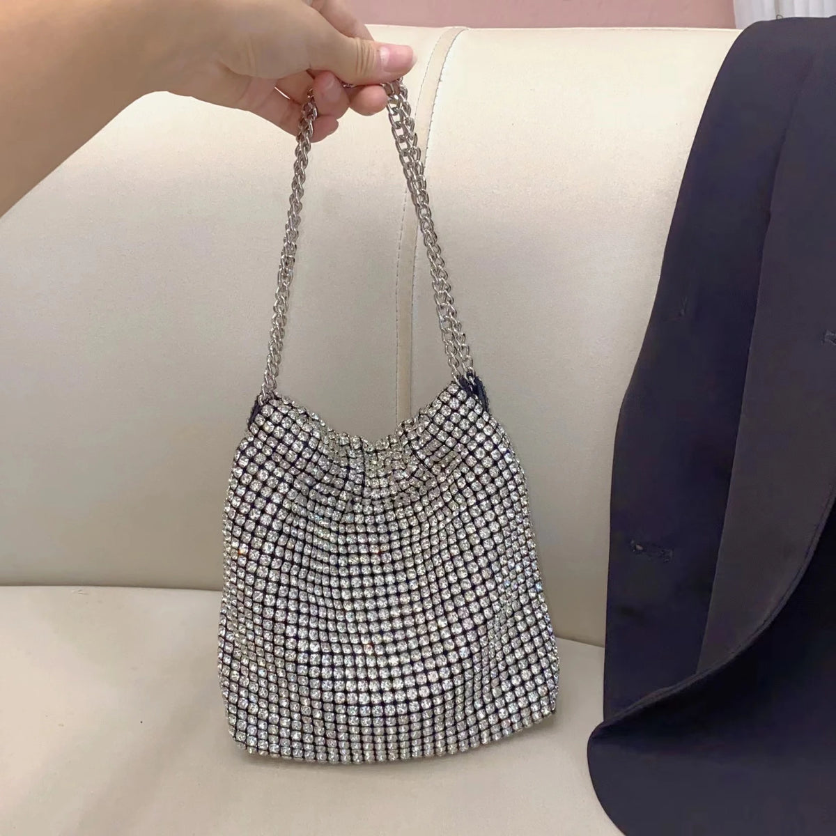 Diamond Encrusted Small Square Shoulder Bag for Women