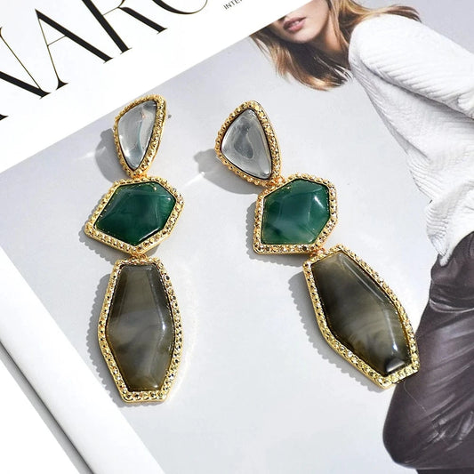 Vintage Bohemian Beads Drop Earrings For Women Turquoise Resin Hanging Earrings for Girls Party Ear Jewelry Gifts