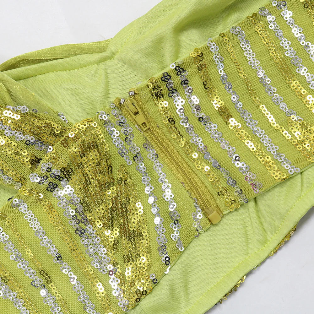 CM.YAYA Women’s Dress Set Mesh Sequined Ribbon Sleeveless Strap Top + Long Skirts Sets 2 Two Pcs Sets Sexy Party Evening Oufits