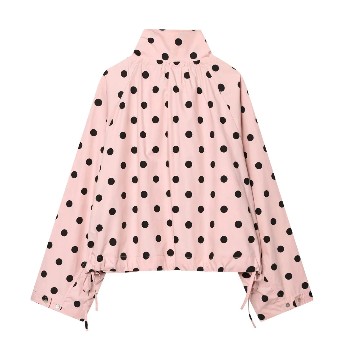 Pink Polka Dot High Collar Button Front Jacket for Women