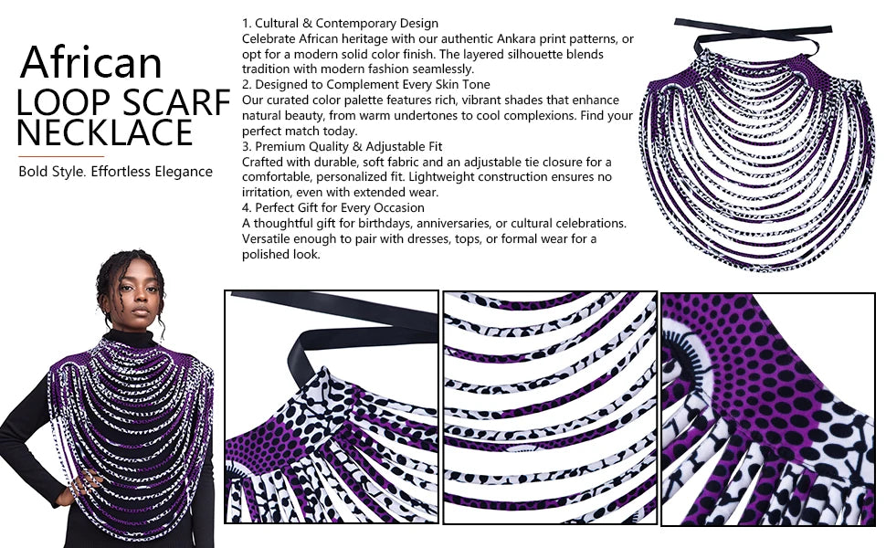 African Multi-Strand Statement Choker Necklace for Women