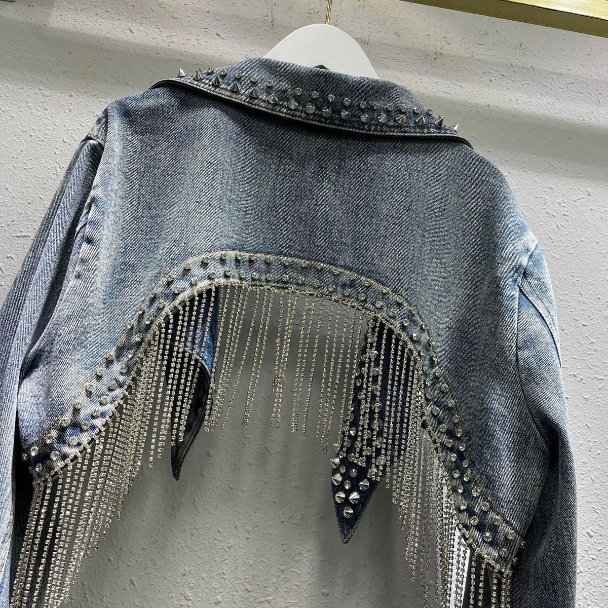 Tassel Trim Denim Jacket for Women