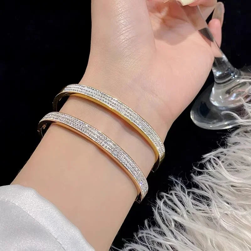 Zircon Half Row Stainless Steel Bangle