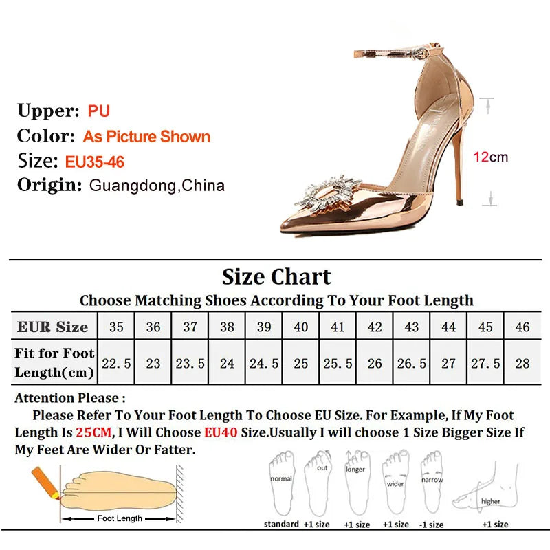 Gold Rhinestone Pointed Toe Stiletto Sandals for Women