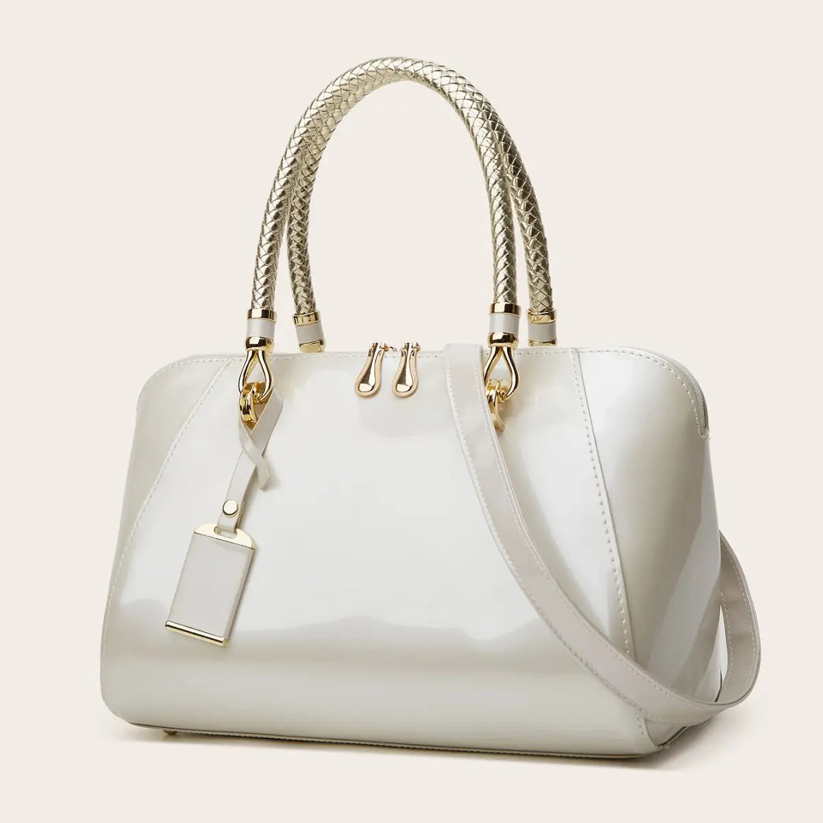 ABQP New Women's Handbag Luxury Brand Fashion Patent Leather Women's Shoulder Bag Large Capacity Boston Women's Bag High Quality