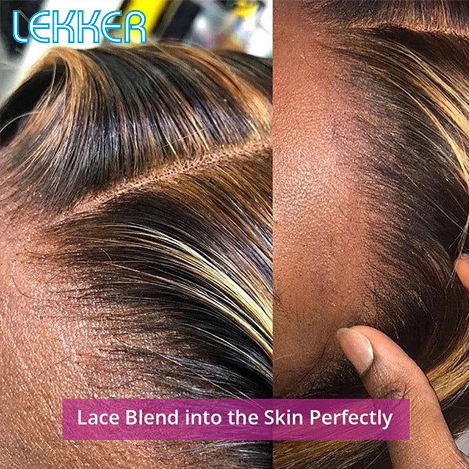 Short Straight Highlight Blonde Lace Front Bob Wig for Women
