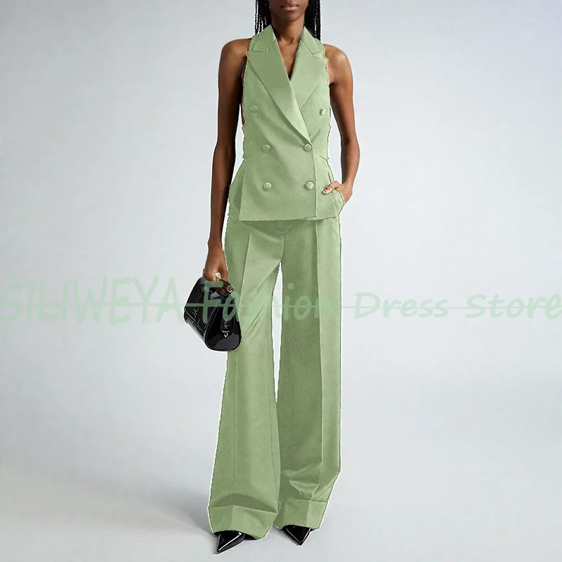Double Breasted Vest And Pants Set
