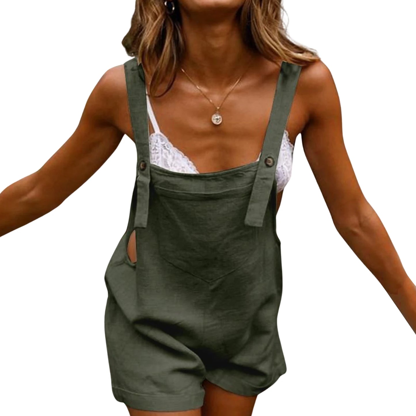 Loose Sleeveless Solid Color Casual Summer Romper for Women