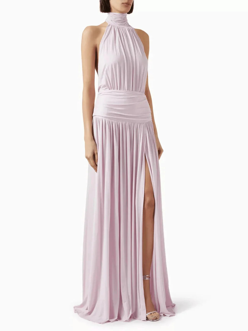 Halter Neck Elegant Long Backless Slit Dress for Women