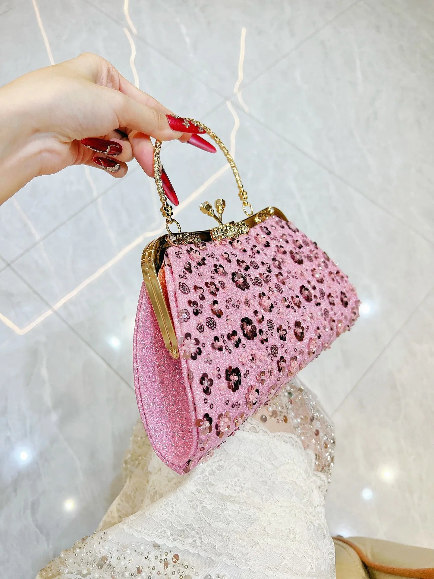 New Dinner Handbag Sequined Diamond Dinner Party Women's Handbag Luxury Brand Fashion Trend Women's Shoulder Crossbody Bag