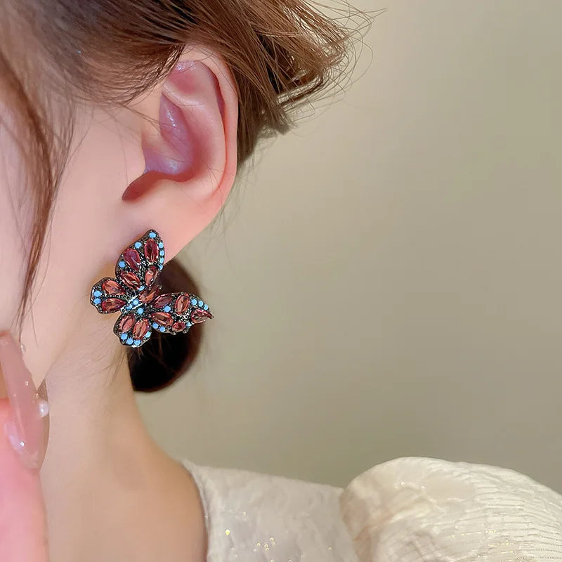 Colorful Butterfly Zircon Stud Earrings