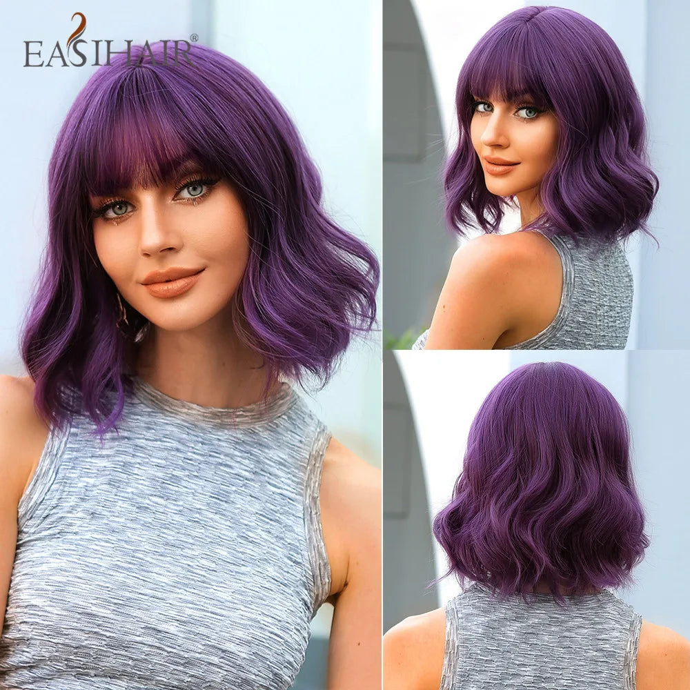Light Blonde Bob Wig With Bangs for Women Heat Resistant