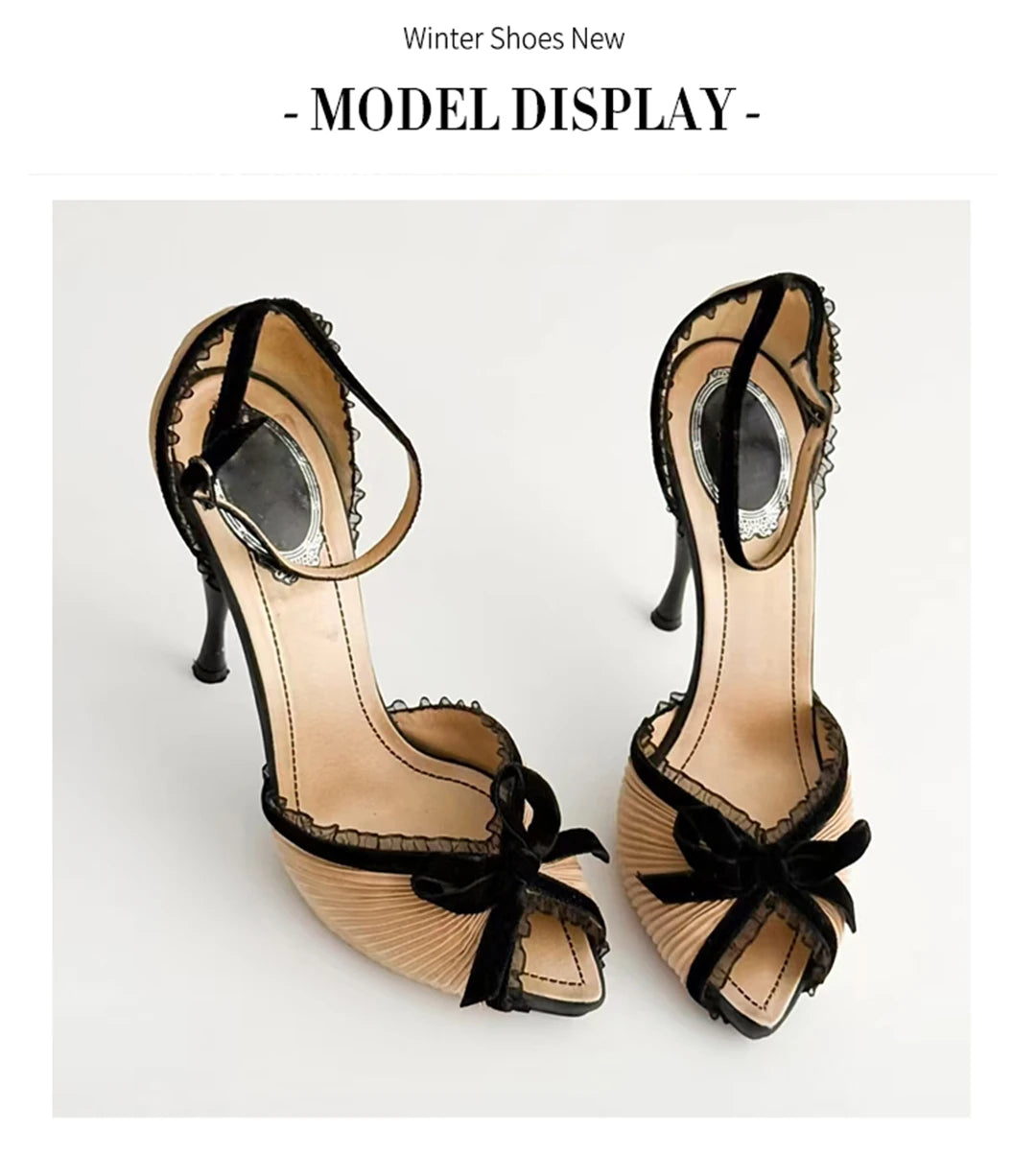 Pointed Open Toe Bow Detail High Heel Sandals for Women