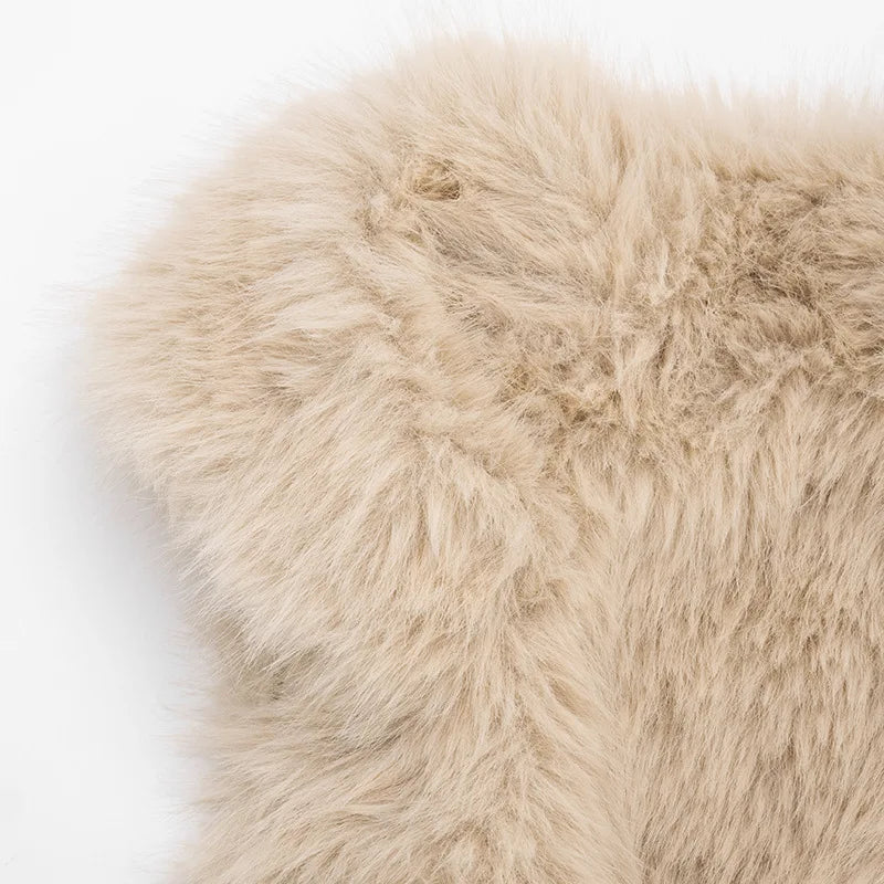 BOOFEENAA Fluffy Faux Fur Cropped Jacket Coat Woman Clothes Winter 2025 Streetwear Fashion Vest Top C85-EF24