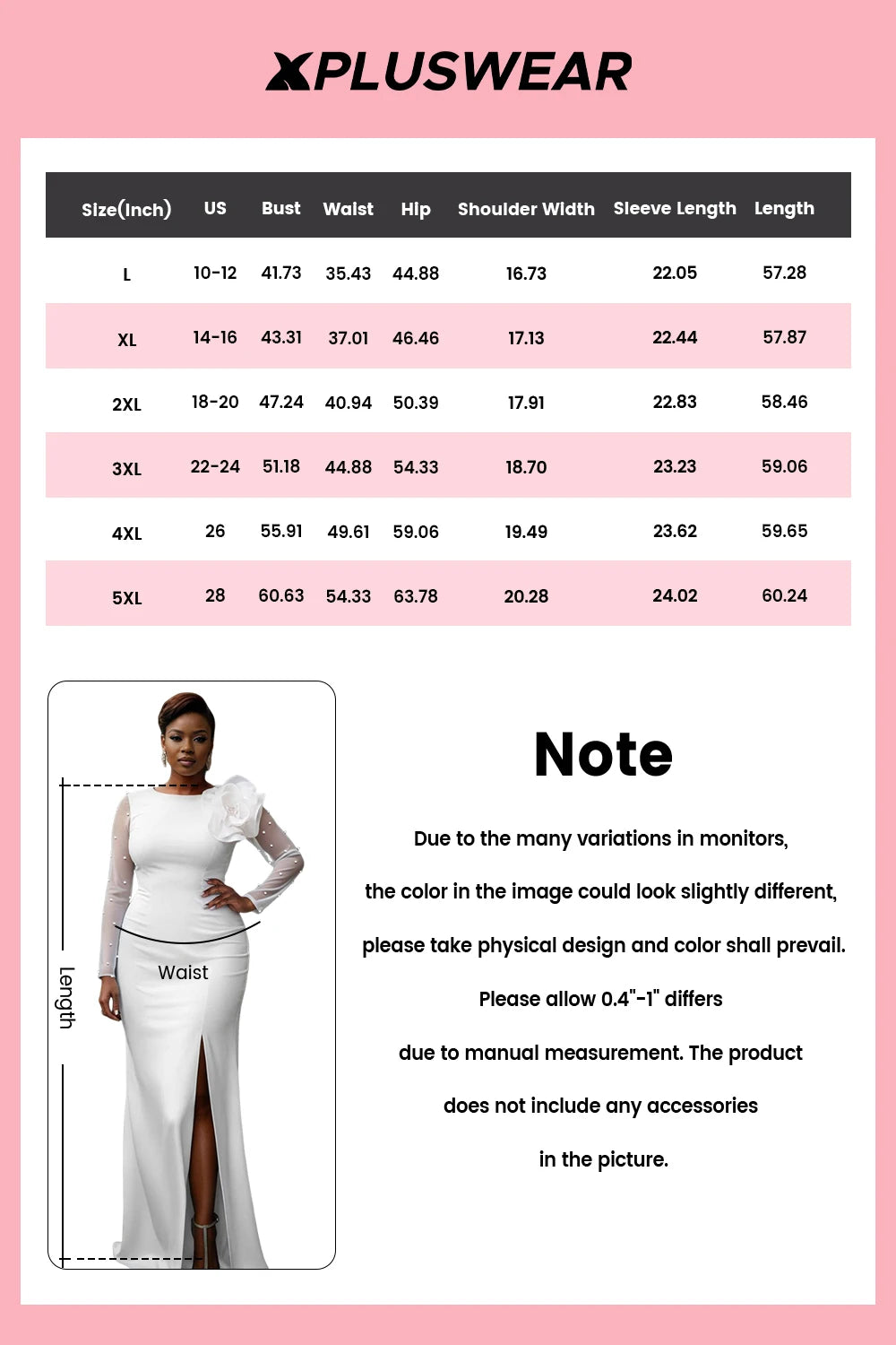 Plus Size Wedding White Elegant Long Sleeve Pearl Split 3D Maxi Dresses