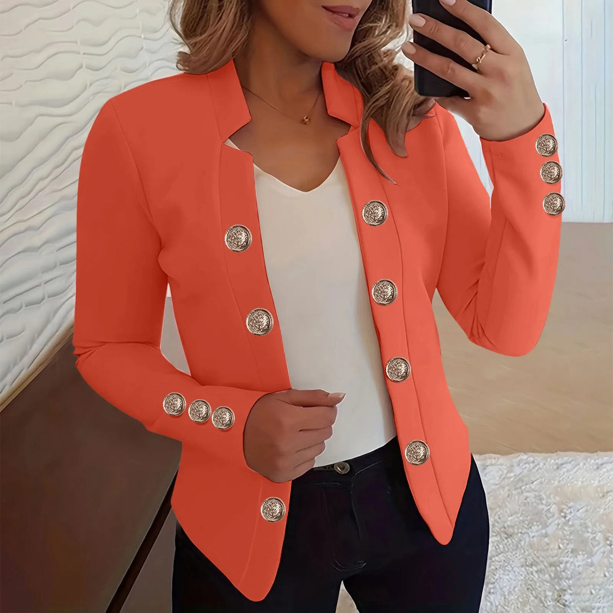 Lightweight Cropped Hooded Office Jacket for Women