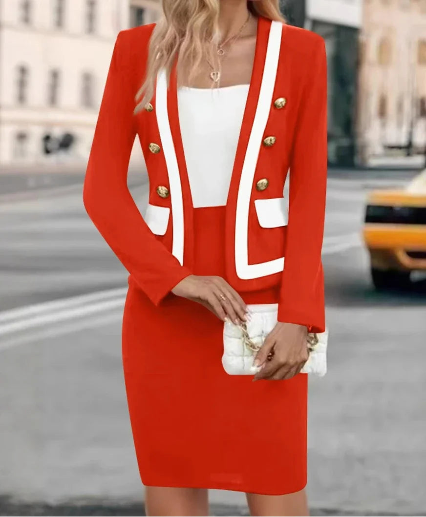 2 Piece Sets Womens Outifits Elegant Office Lady Jacket Button Blazers Coats & Casual High Waist Y2k Skirt Suit 2025 Fall New