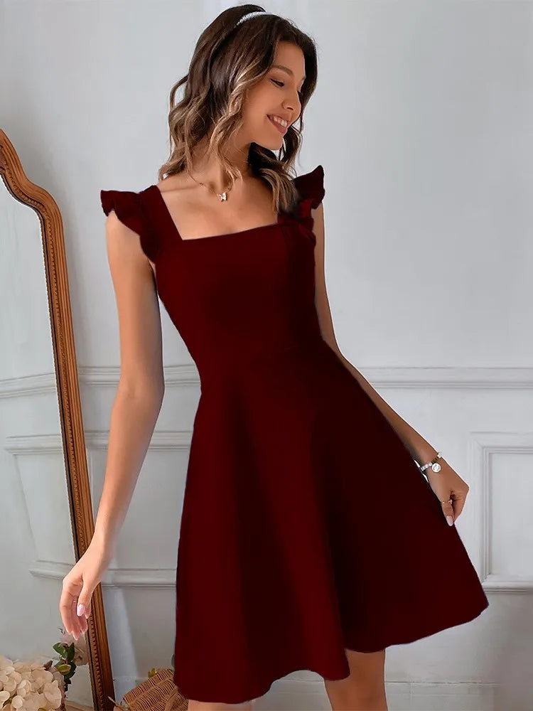 Elegant Lace-Up Backless Sleeveless Mini Dress for Women