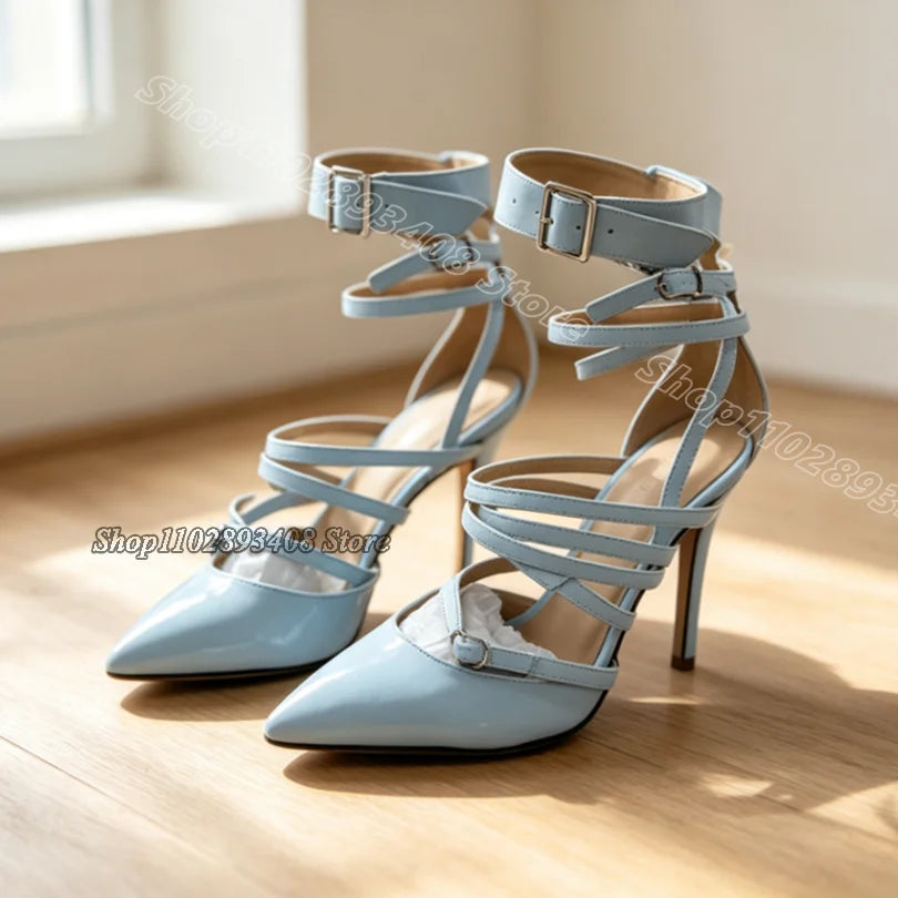 Blue Crystal Stiletto Heels