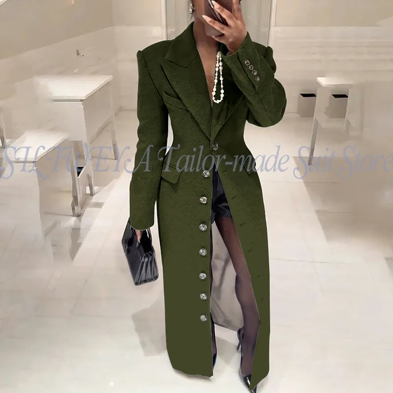 Elegant Slim Fit Blazer With Notched Collar For Women