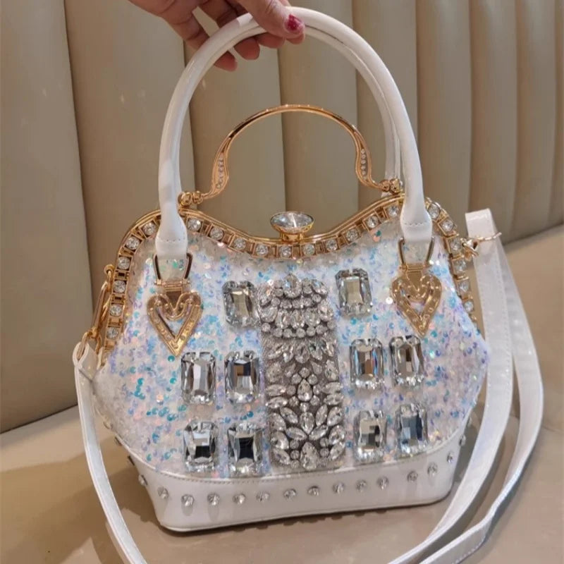 Crystal Sequin One Shoulder Crossbody Handbag for Women