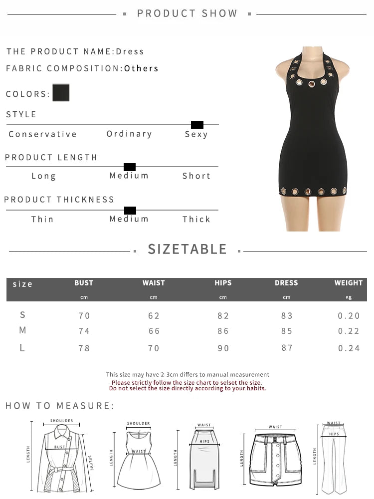 Backless Hollow Out Halter Bodycon Mini Dress for Women
