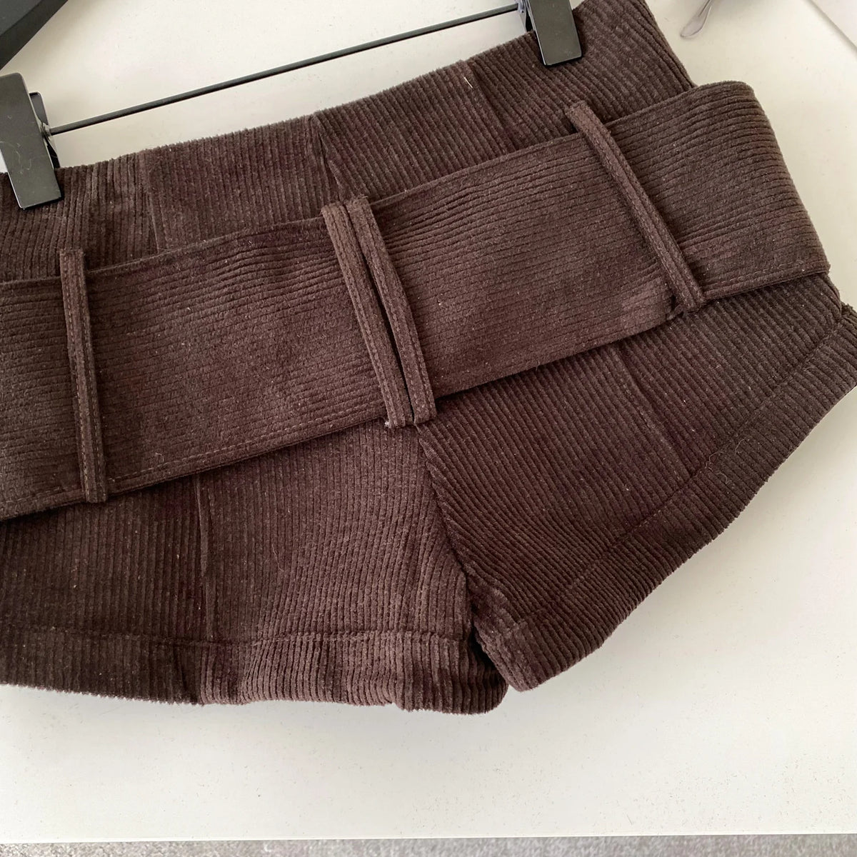 Retro Corduroy Button Detail Low Waist Shorts for Women