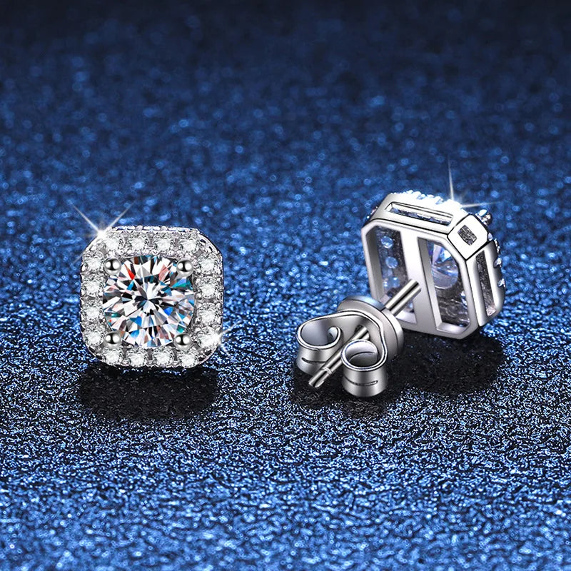 Moissanite Stud Earrings in Sterling Silver for Women