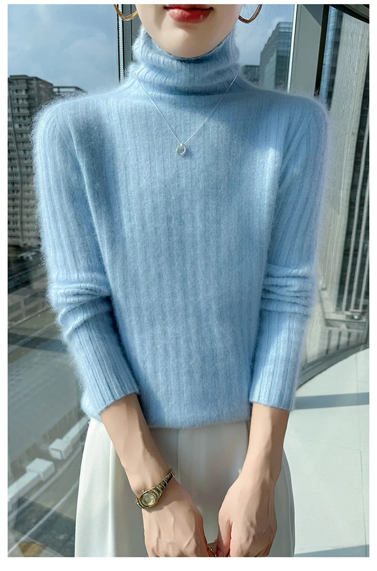 Warm Slim Fit Turtleneck Pullover Sweater for Women