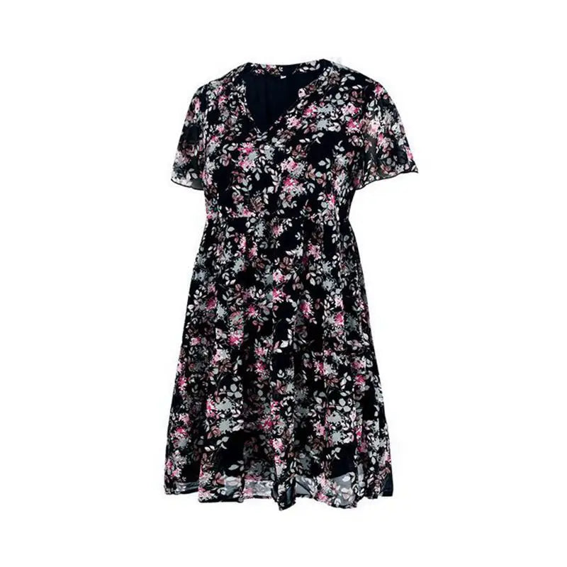 Casual Round Neck Floral Print Pullover Dress For Women