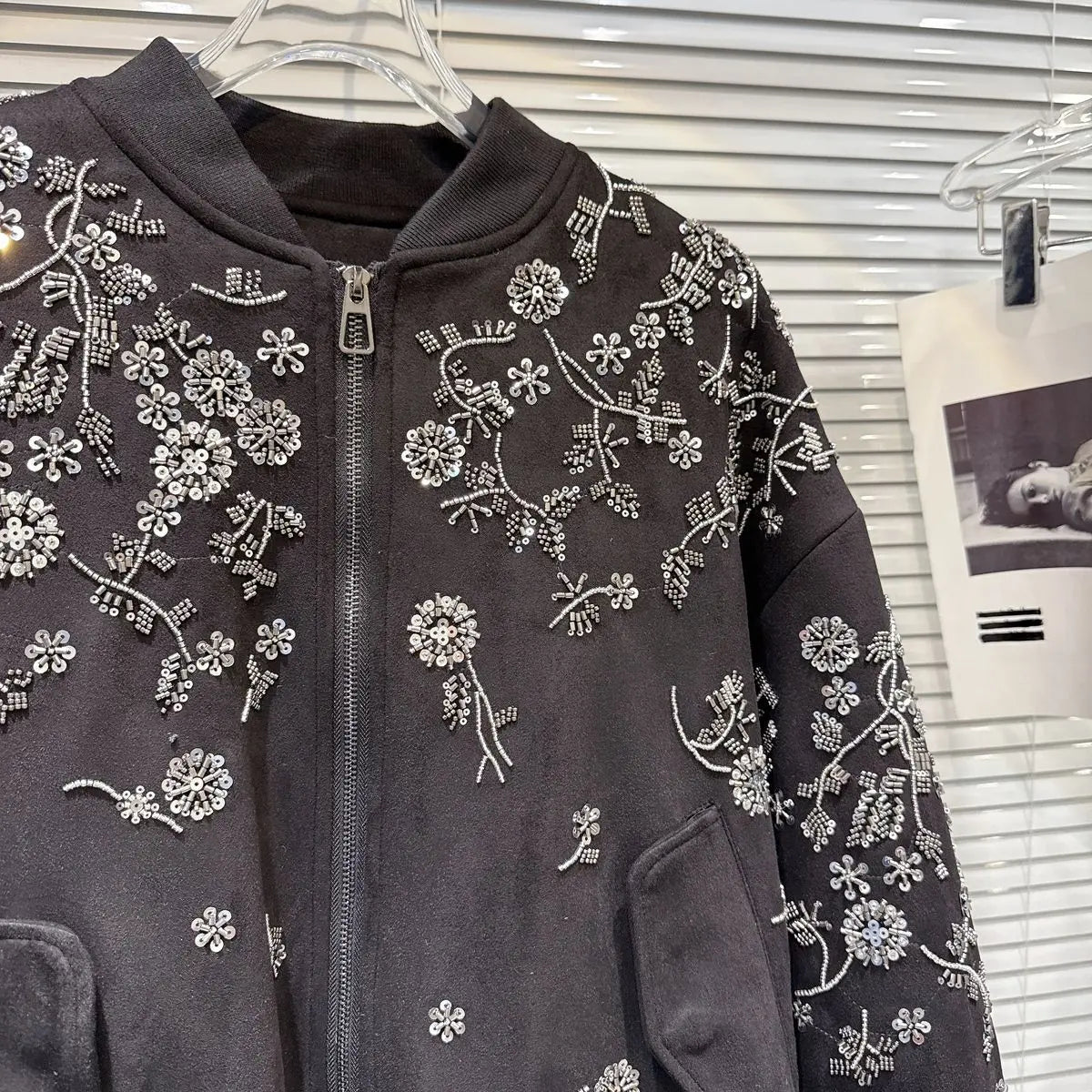 2026 Winter New Coat for Women,Retro Heavy Industry Nail Bead Suede Embroidery Loose Cotton Jacket