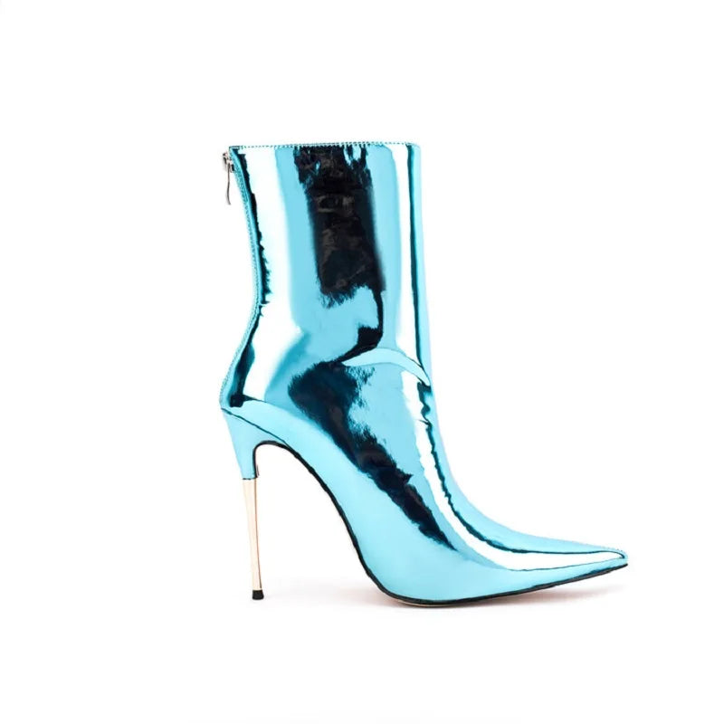 Glam Shiny Back Zipper Over The Knee Boots for Women