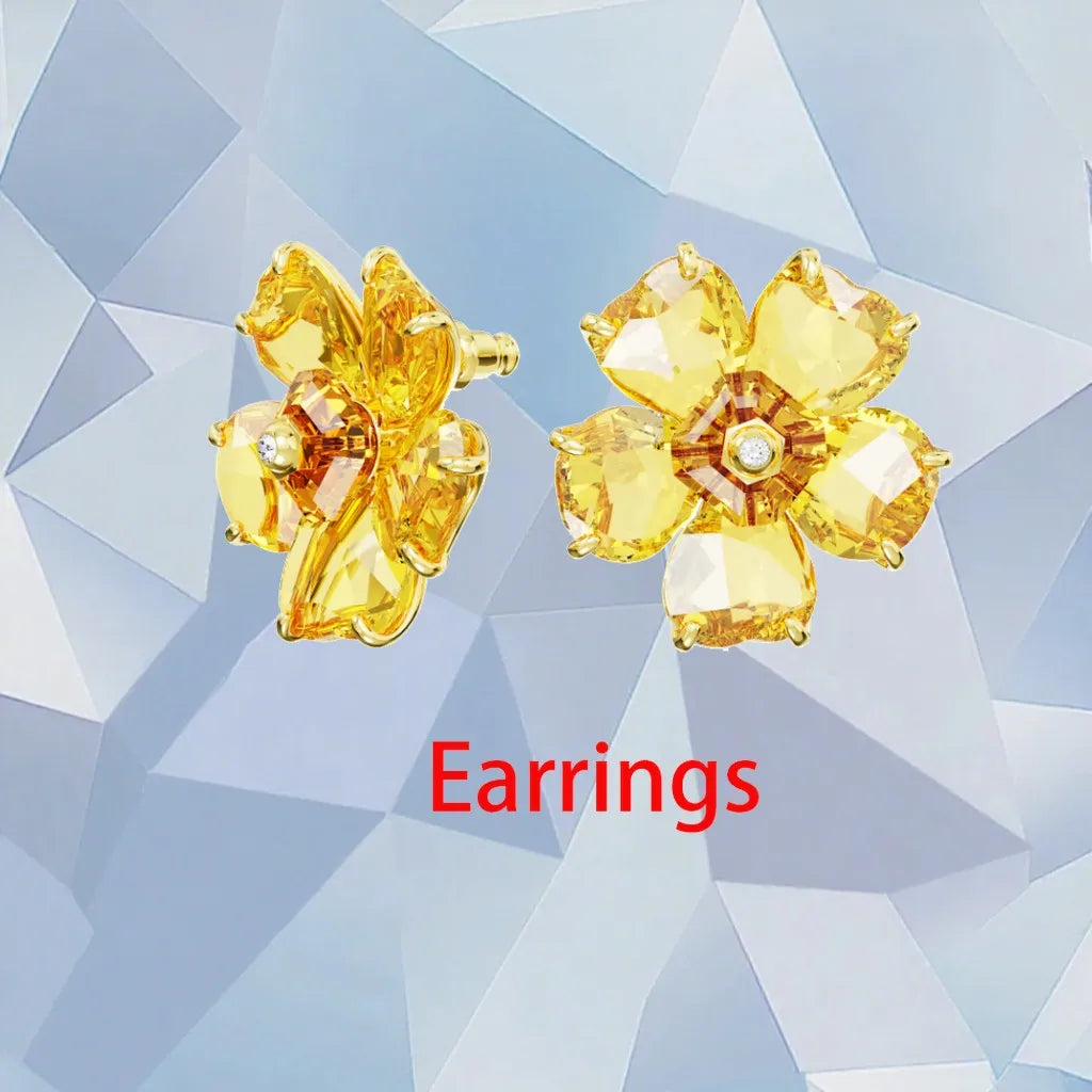 Gold Plated Zirconia Crystal Pendant Set for Women