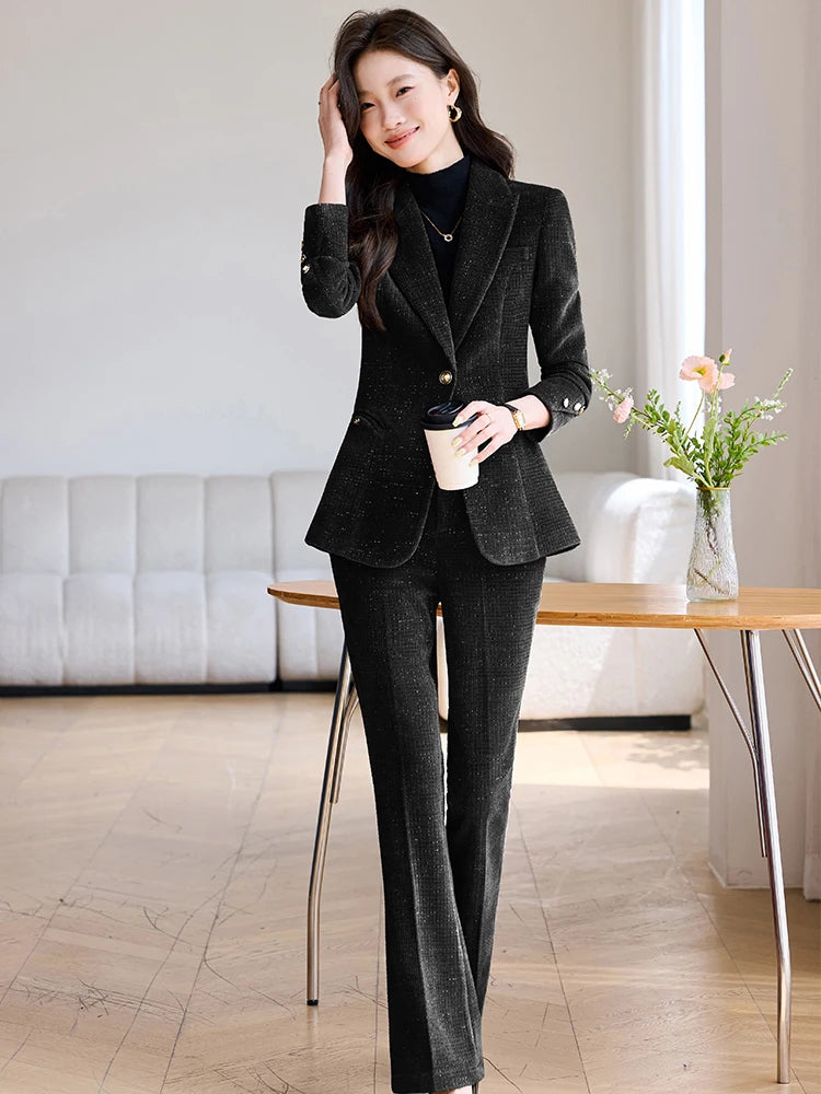 Notched Collar Blazer Pant Suit