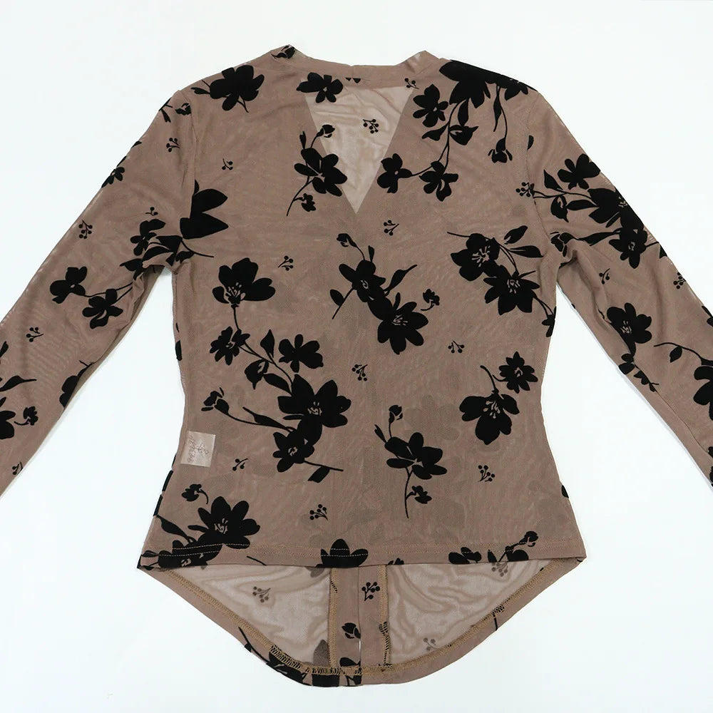 Sheer Floral Mesh Two Piece Matching Set for Women