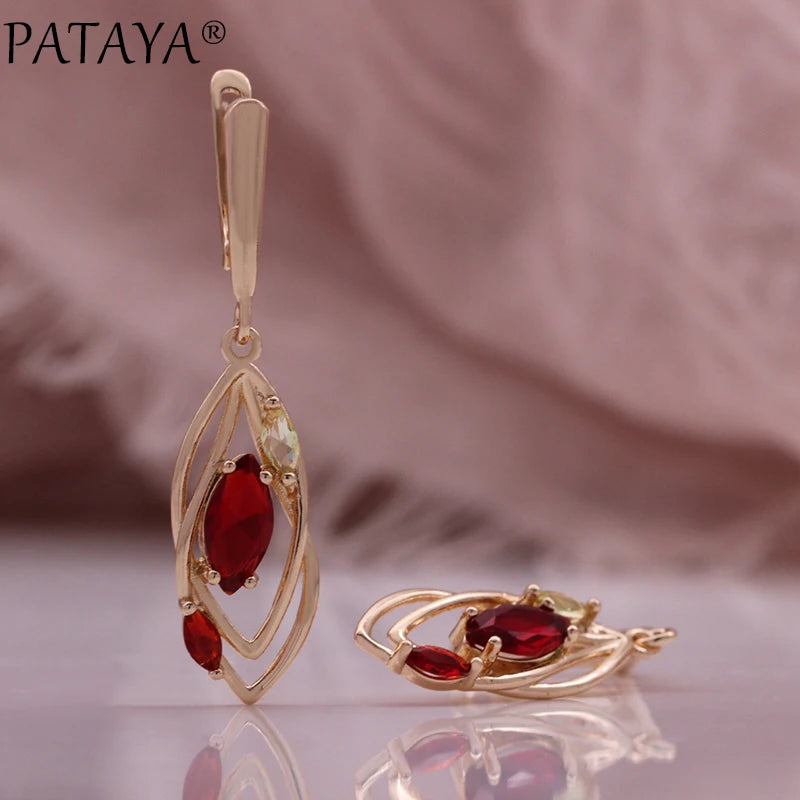 Pomegranate Red Zircon Drop Earrings