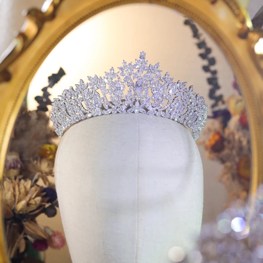 Elegant Silver Crystal Bridal Tiara Crown For Women