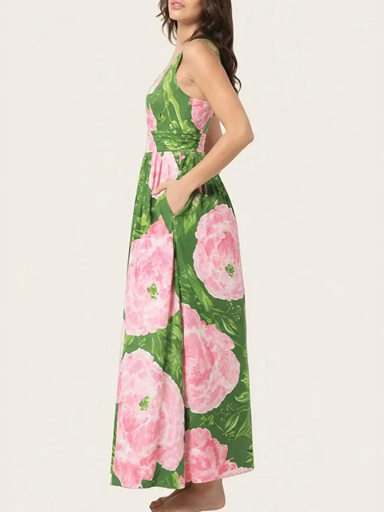 Floral Open Back Maxi Dress